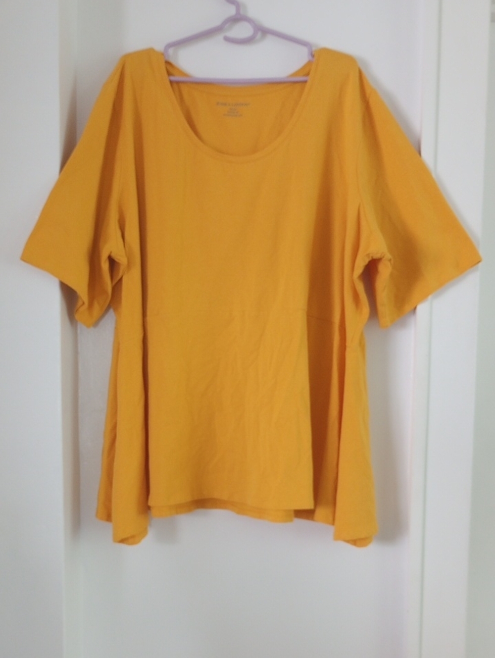 Jessica London Cotton Scoop Neck Short Sleeve Top Mustard Yellow Size 30-32